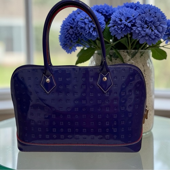 3FER EUC Arcadia Deep Blue Parent Leather Satchel Bag - Picture 5 of 10